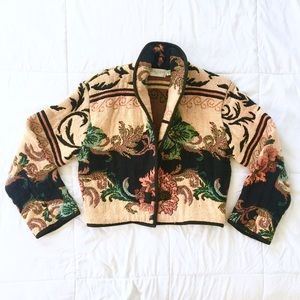 90s Cropped Rug Knit Coat Asian Inspired